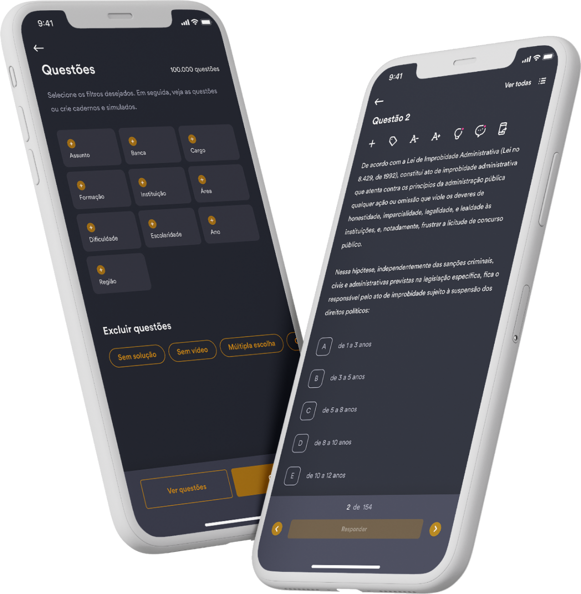 Smartphone com o aplicativo Estratégia aberto