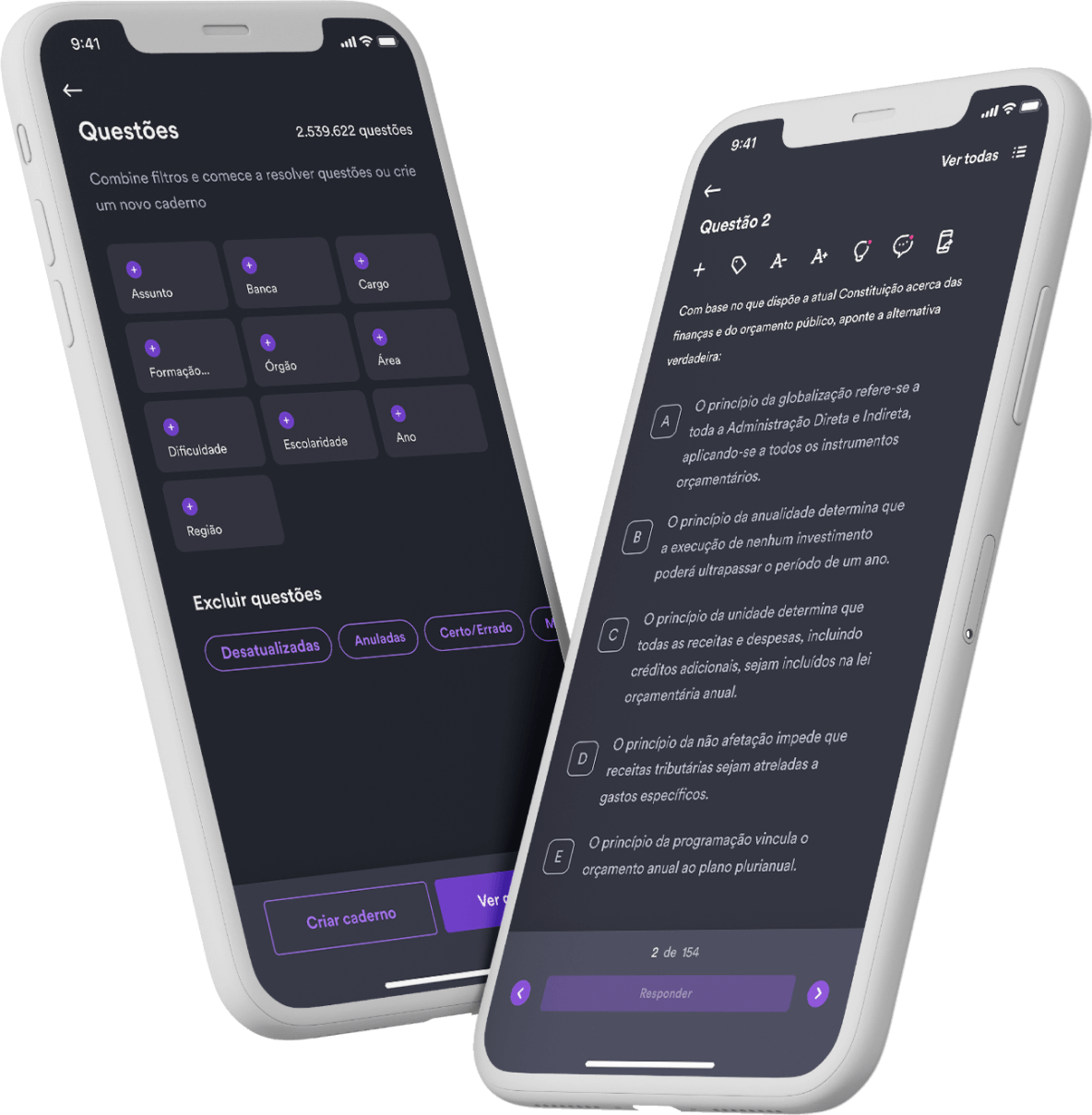 Smartphone com o aplicativo Estratégia aberto