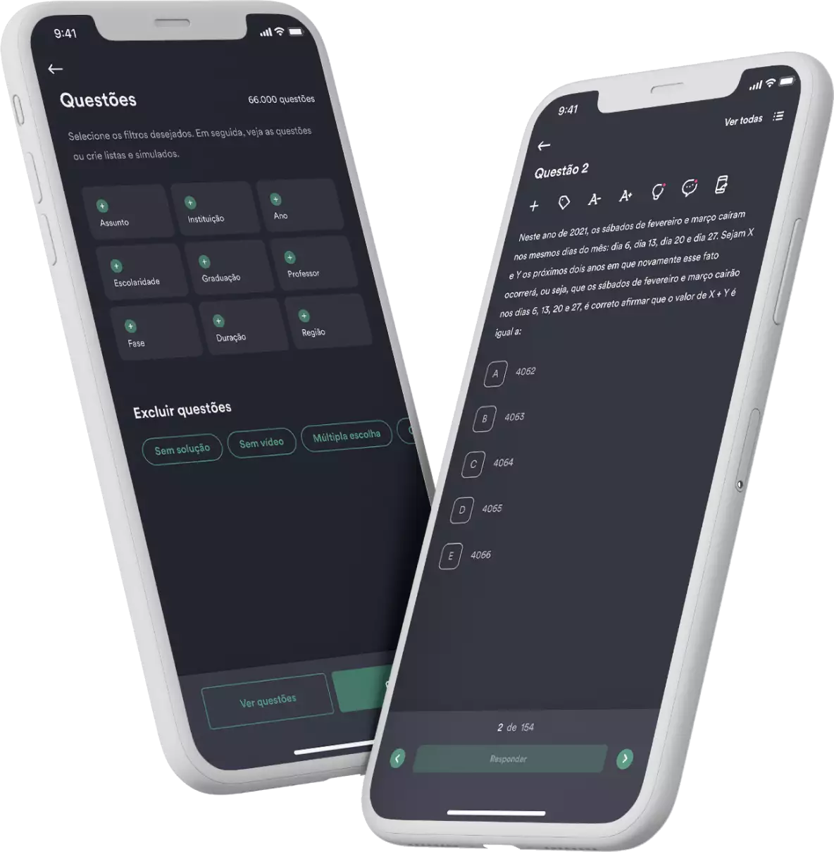 Smartphone com o aplicativo Estratégia aberto
